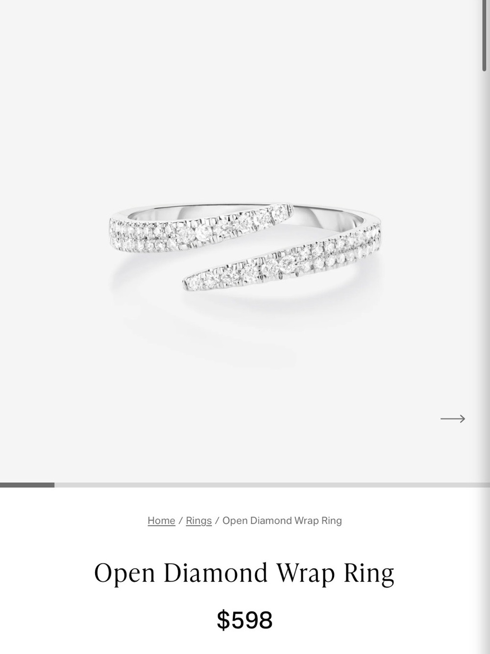 Ring Concierge White Diamond Open Wrap Ring